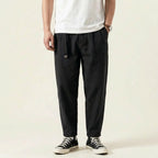 Sommerhose für Herren aus Baumwolle im Tapered Fit Schwarz