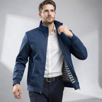 Leichte Blouson Jacke für Herren mit hohem Kragen und gestreiften Bündchen