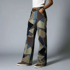 Baggy Jeans für Damen mit Buntem Blumendruck