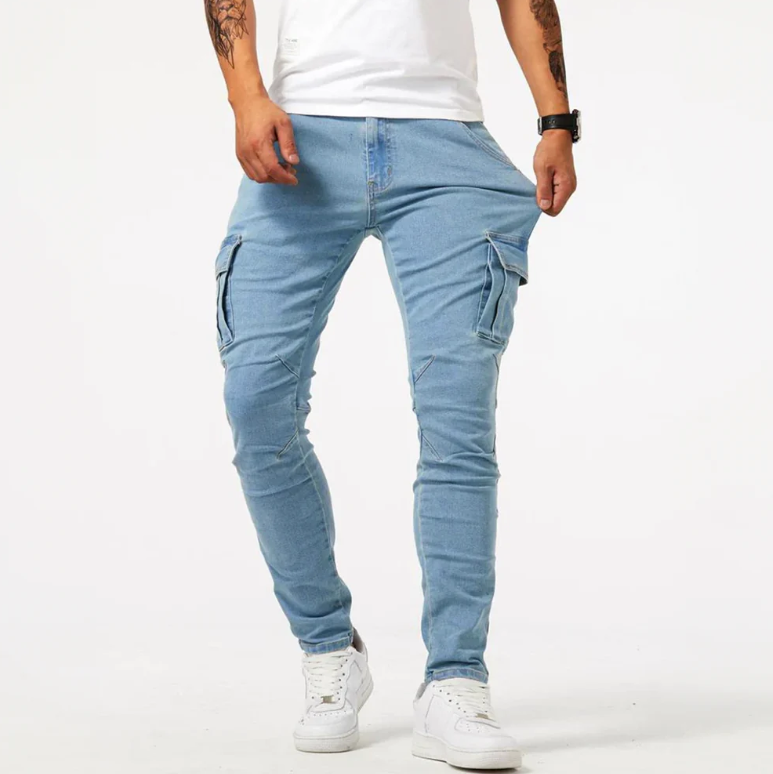 Cargo Slim-Fit Jeans für Herren aus Stretch-Denim