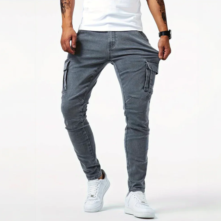 Cargo Slim-Fit Jeans für Herren aus Stretch-Denim