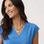 Blusentop für Damen mit V-Ausschnitt und kurzen Ärmeln in unifarbenem Design