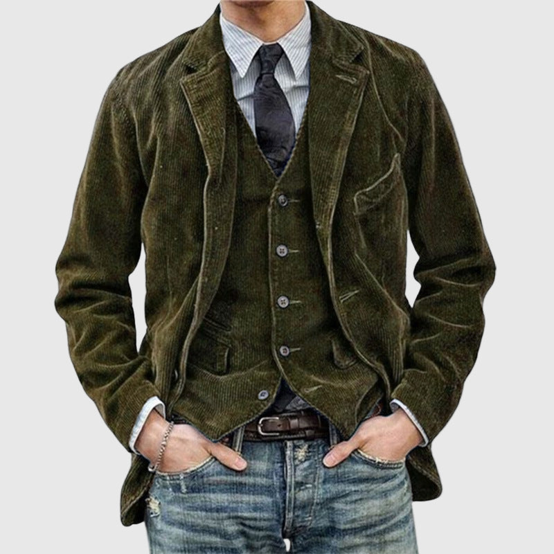 Cord-Blazer mit Weste für Herren im klassischen Stil 1