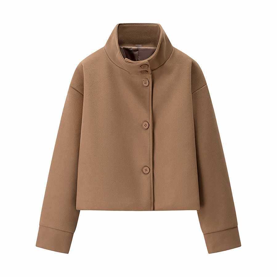 Kurze Damenjacke mit Stehkragen und geradem Schnitt