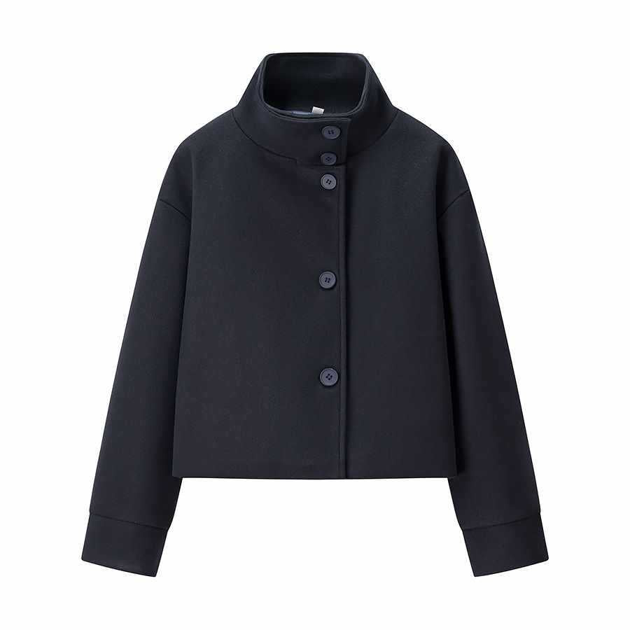 Kurze Damenjacke mit Stehkragen und geradem Schnitt