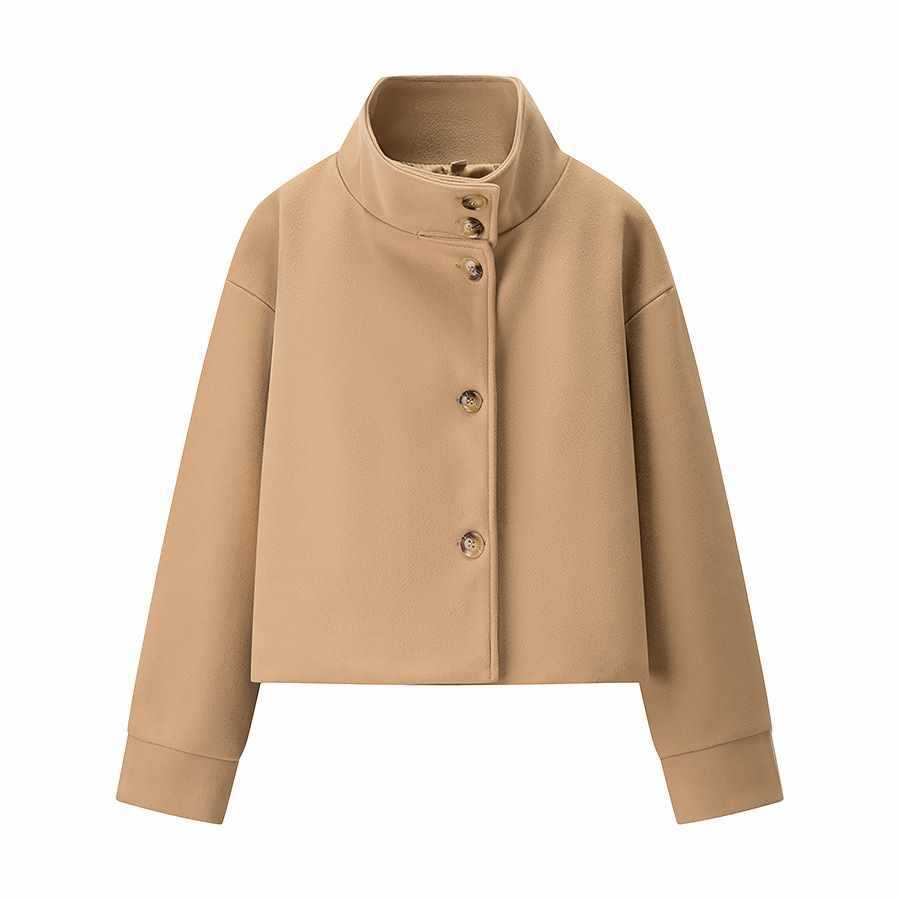 Kurze Damenjacke mit Stehkragen und geradem Schnitt