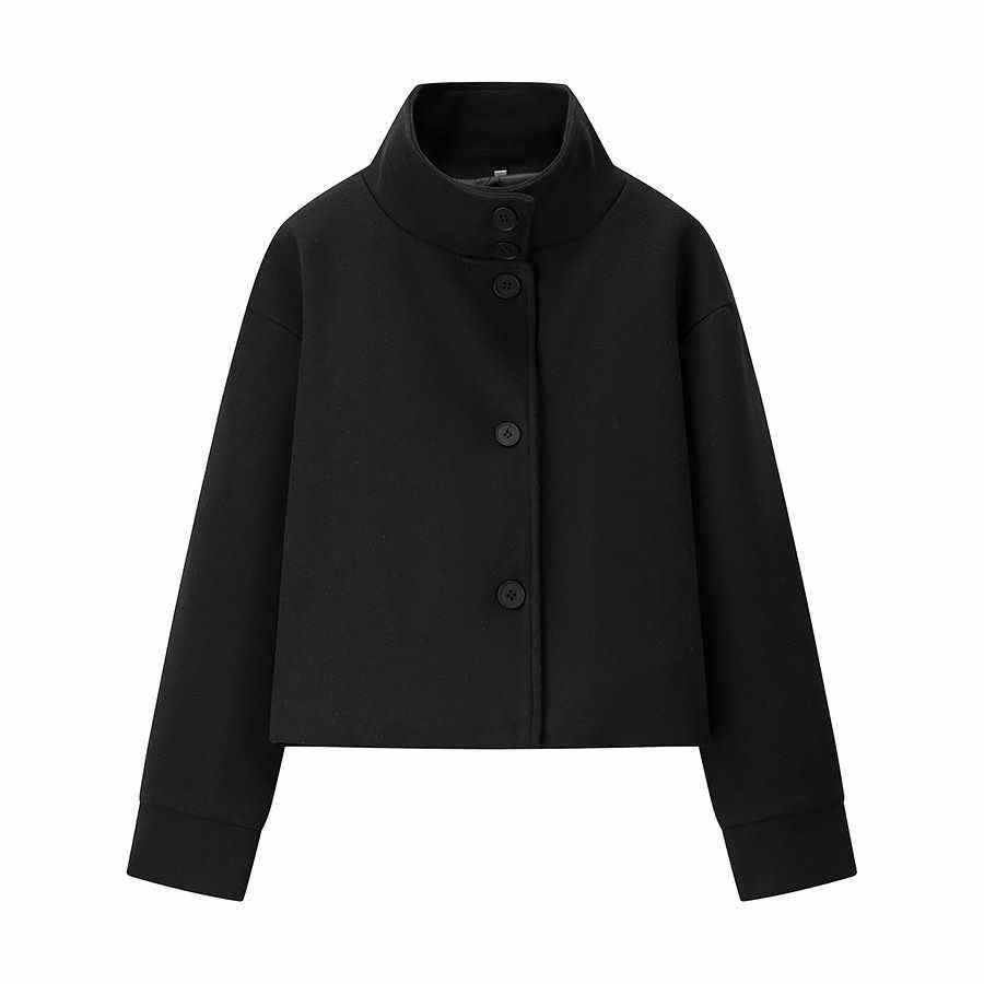 Kurze Damenjacke mit Stehkragen und geradem Schnitt