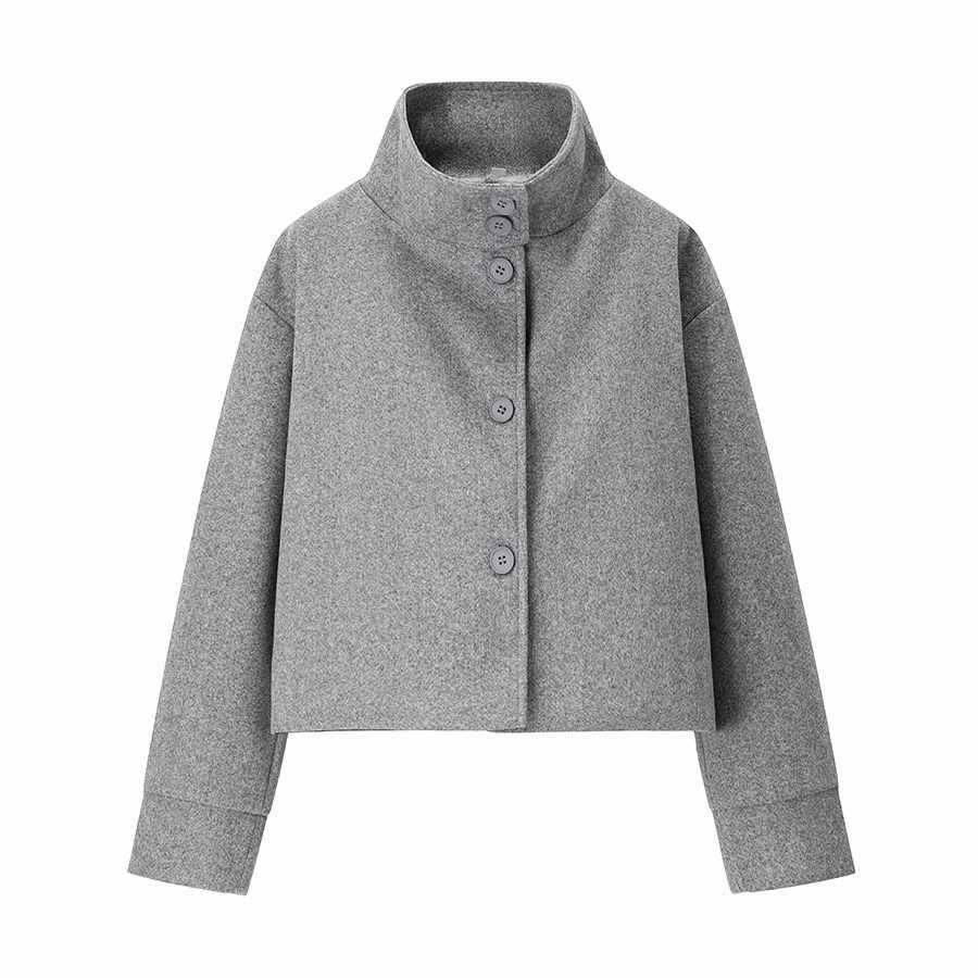 Kurze Damenjacke mit Stehkragen und geradem Schnitt