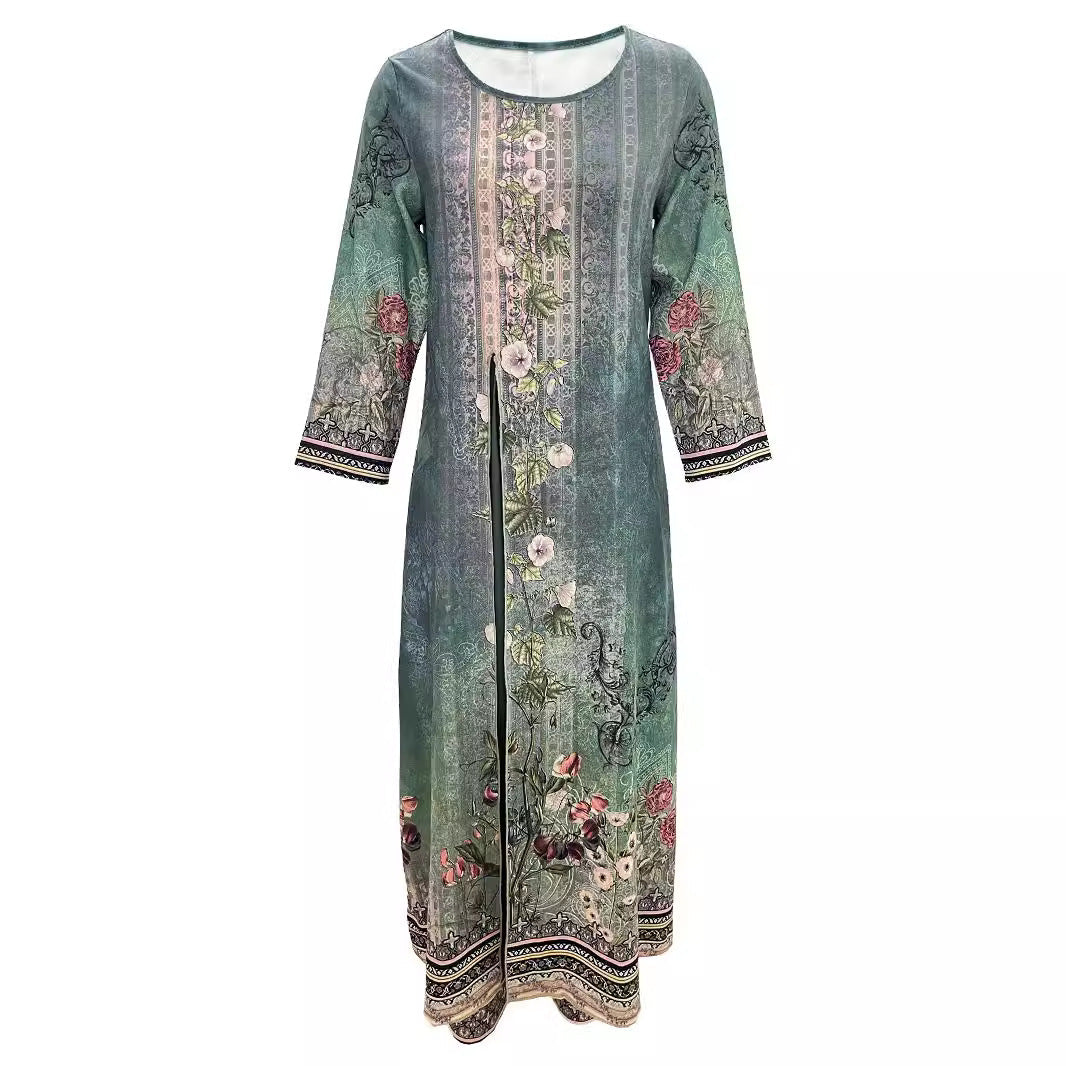 Weites Jumpsuit Set mit Rundhalsausschnitt und Langer Offener Tunika