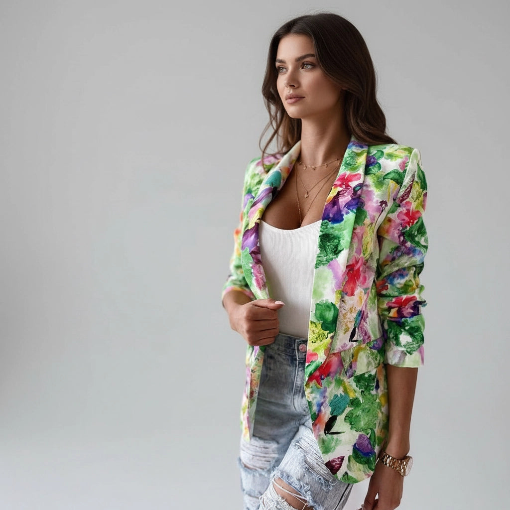 Damen Langblazer mit Blumenmuster