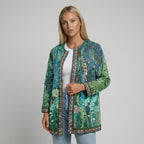 Leichte Casual Jacke für Damen ohne Kragen in Hüftlanger Passform