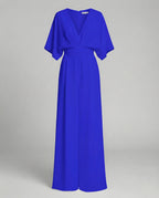 Eleganter Jumpsuit mit kurzen Ärmeln und V-Ausschnitt