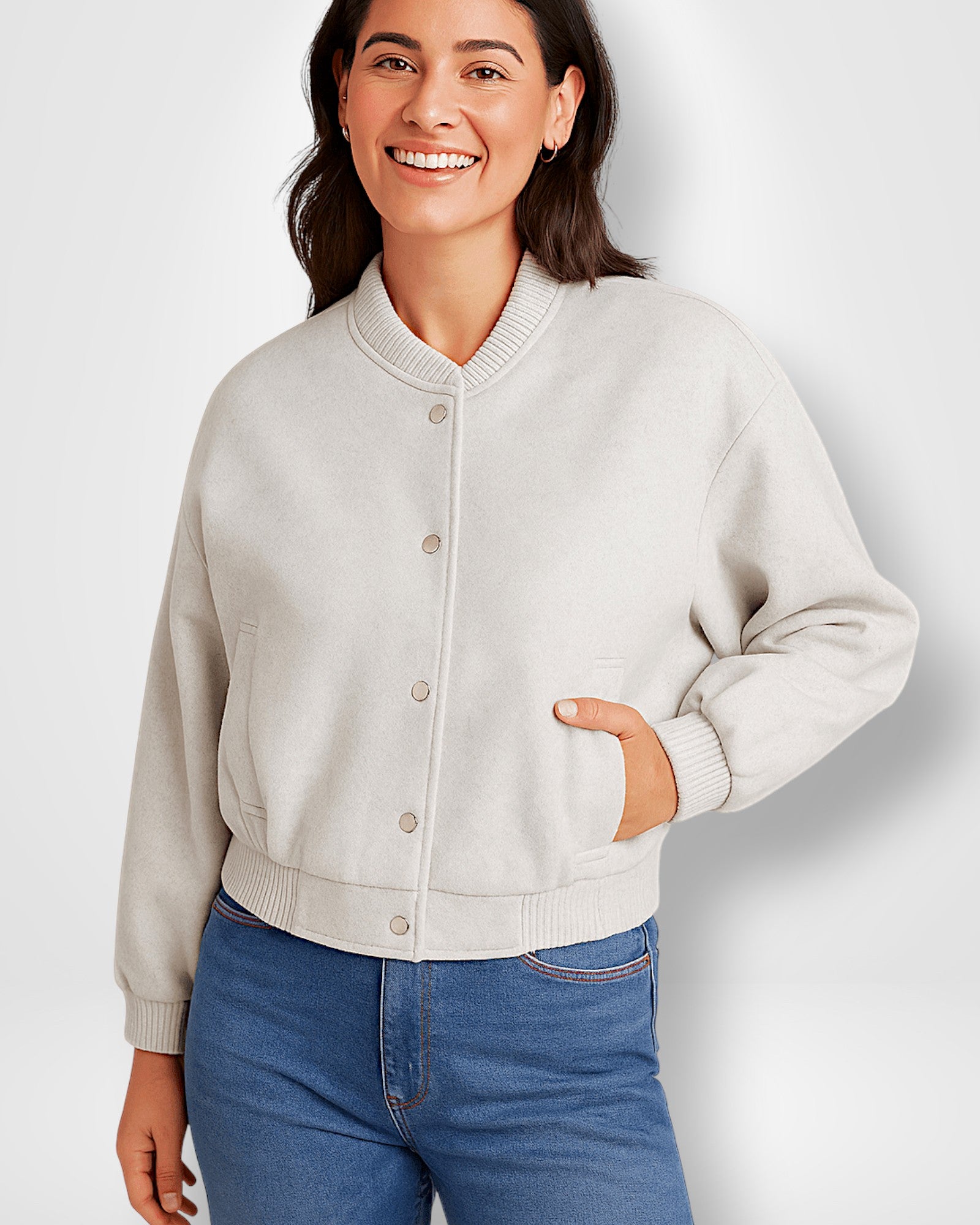 Damen Bomberjacke mit verkürztem Schnitt und Druckknöpfe