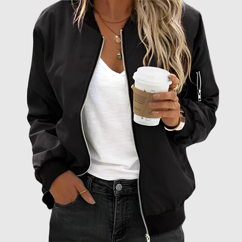 Leichte Bomberjacke | Übergangsjacke mit Zipper für Damen