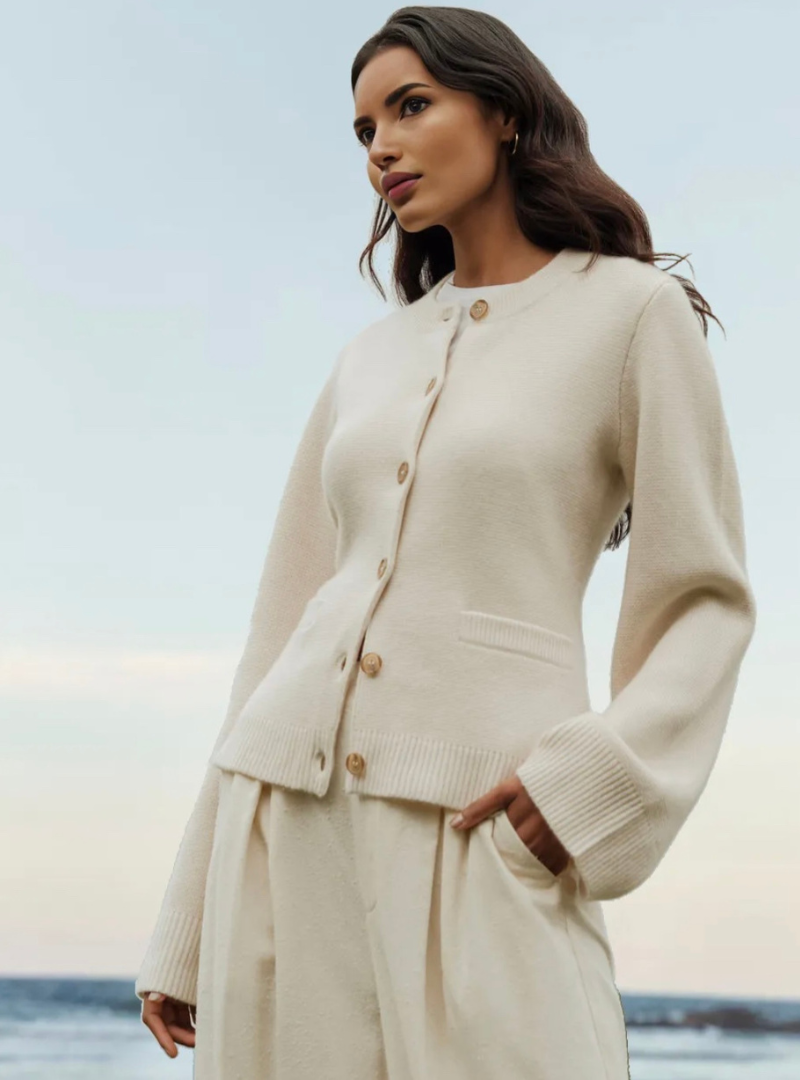 Damen Cardigan mit Ausgestellten Ärmeln für Lagen-Look 2