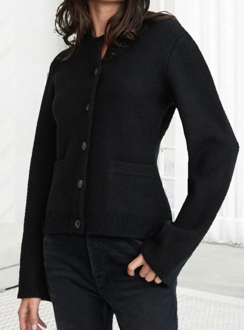 Damen Cardigan mit Ausgestellten Ärmeln für Lagen-Look 6