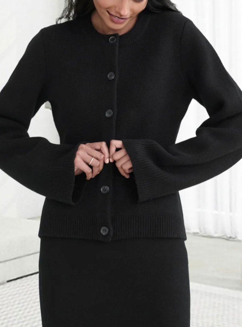 Damen Cardigan mit Ausgestellten Ärmeln für Lagen-Look 7
