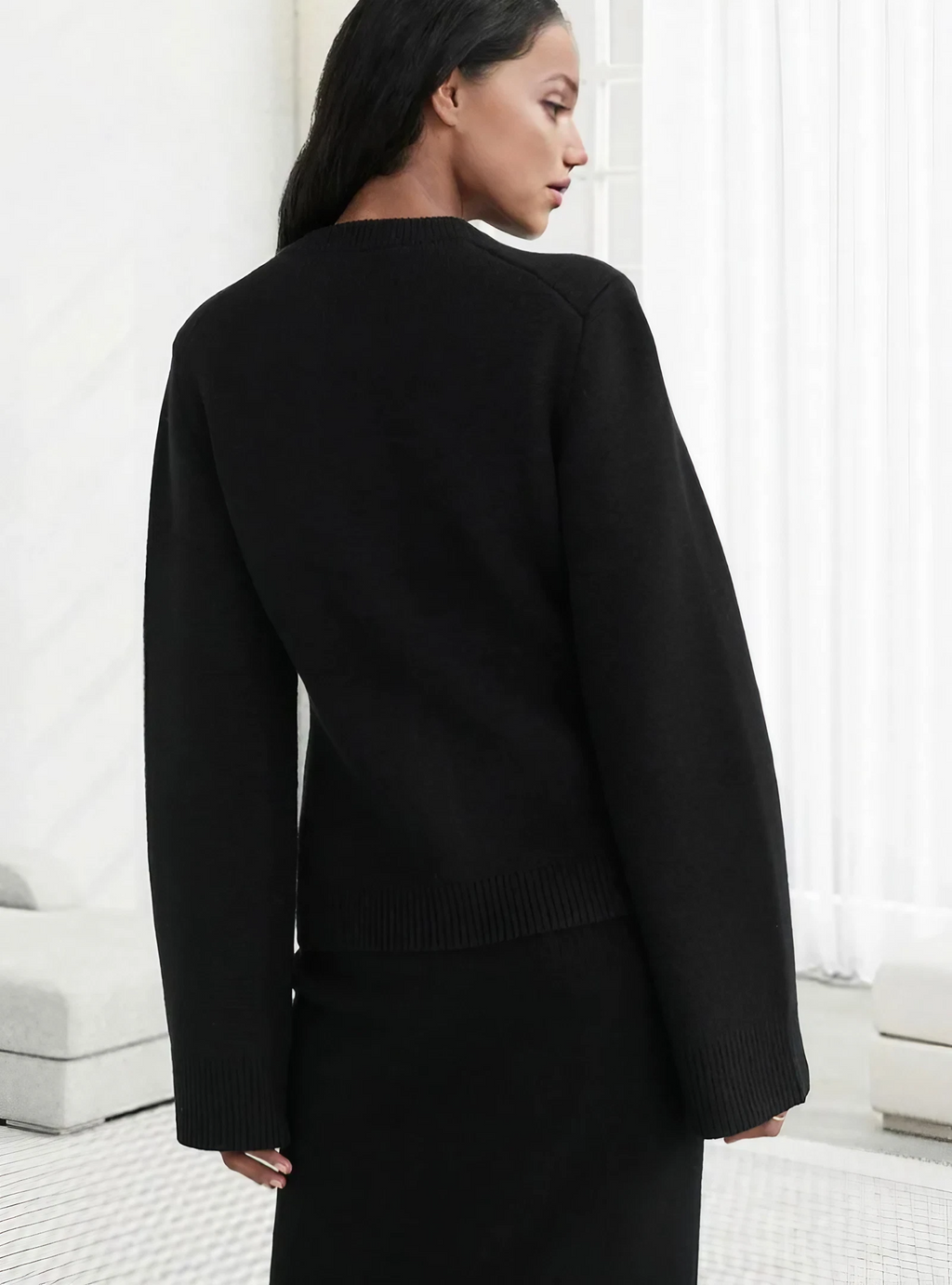 Damen Cardigan mit Ausgestellten Ärmeln für Lagen-Look 8