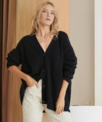 Damen Cardigan mit V-Ausschnitt und Knopfleiste 1