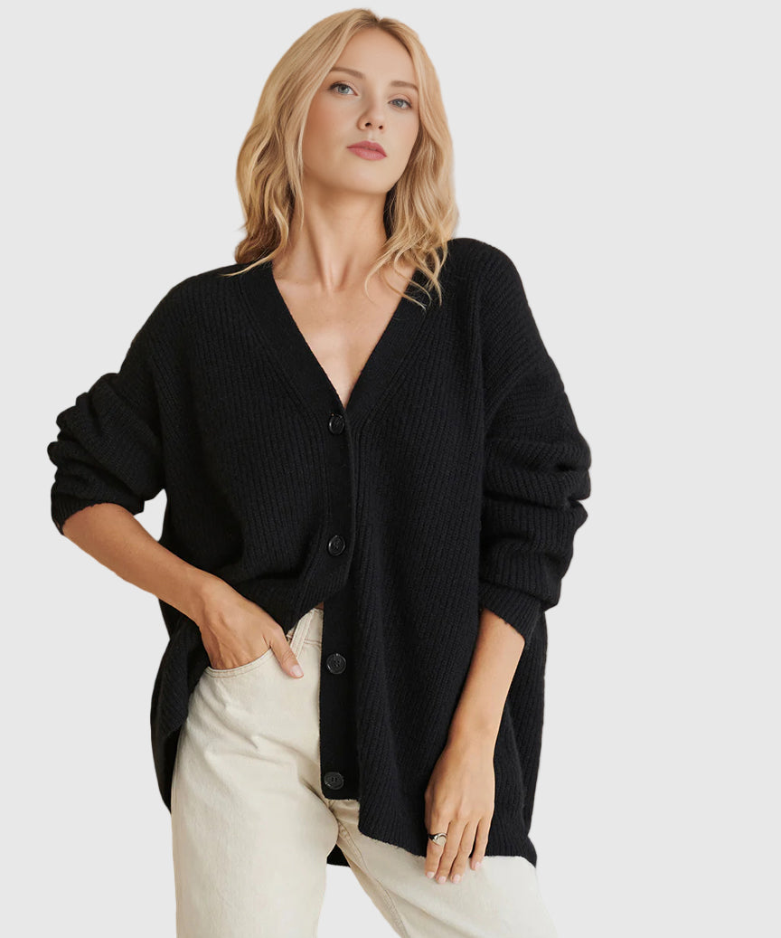 Damen Cardigan mit V-Ausschnitt und Knopfleiste