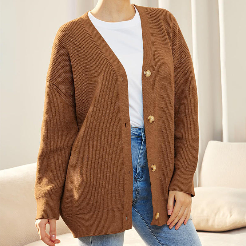 Damen Cardigan mit V-Ausschnitt und Knopfleiste 5