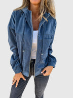 Cordjacke mit Kapuze in zartem Pastell | Damen Übergangsjacke