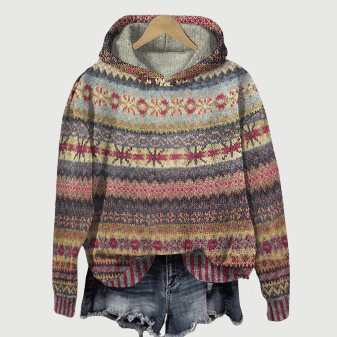 Damen Norweger-Kapuzenpulli mit traditionellem Muster | Wärmend und gemütlich 0