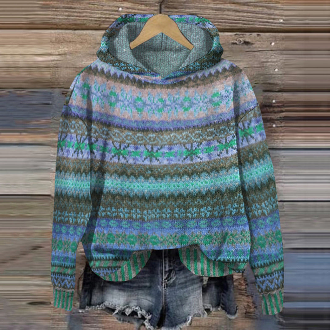 Damen Norweger-Kapuzenpulli mit traditionellem Muster | Wärmend und gemütlich 1