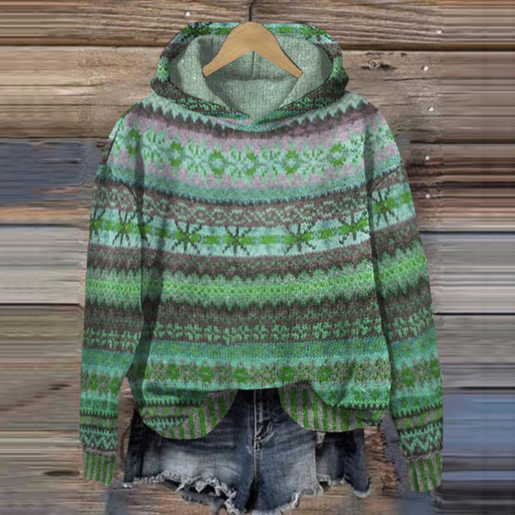 Damen Norweger-Kapuzenpulli mit traditionellem Muster | Wärmend und gemütlich 2