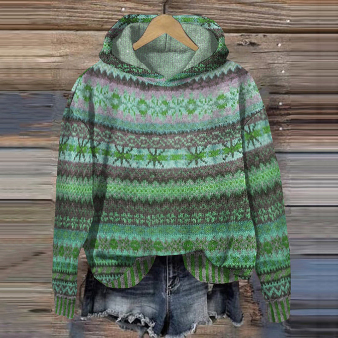 Damen Norweger-Kapuzenpulli mit traditionellem Muster | Wärmend und gemütlich 2