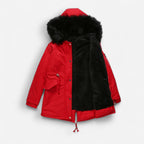 Winter Parka Jacke für Damen mit flauschiger Kapuze und Plüsch Innenfutter