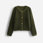 Strickjacke mit Knöpfen und Rundhalskragen | Kurz