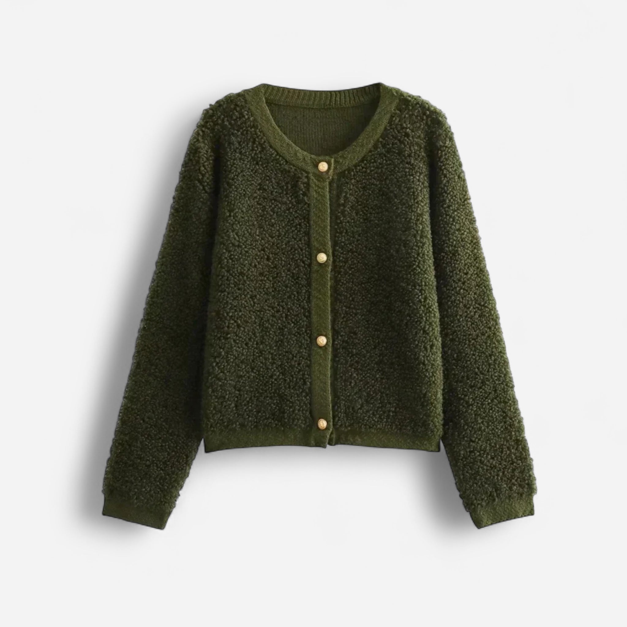 Strickjacke mit Knöpfen und Rundhalskragen | Kurz