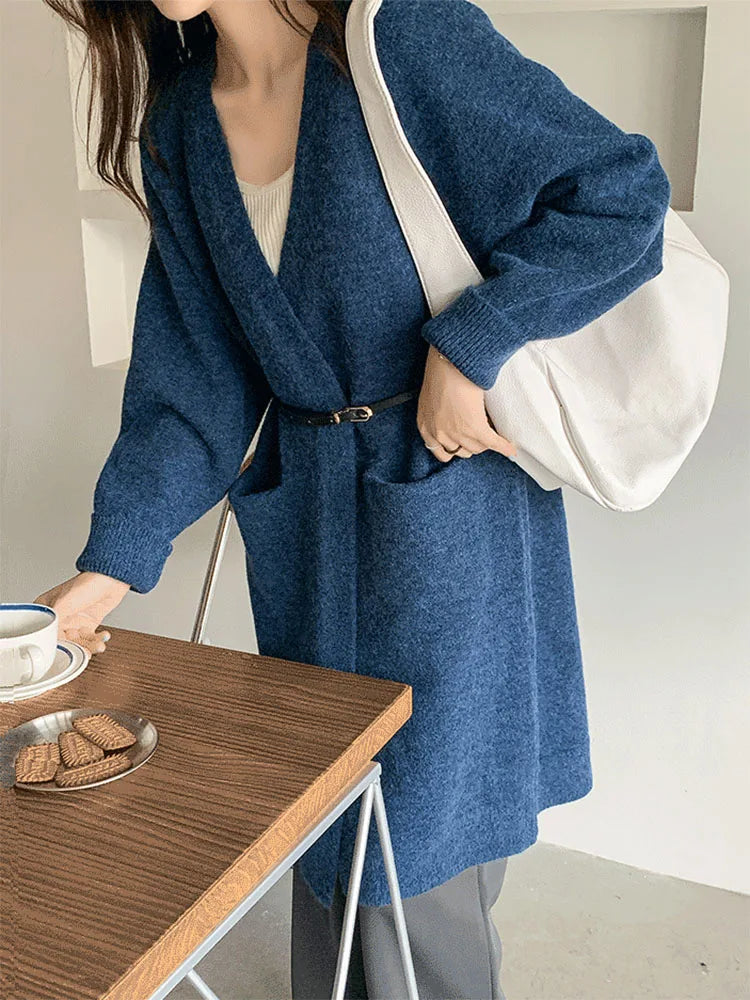 Langer Cashmere Strickjacke Für Frauen | Wärmend