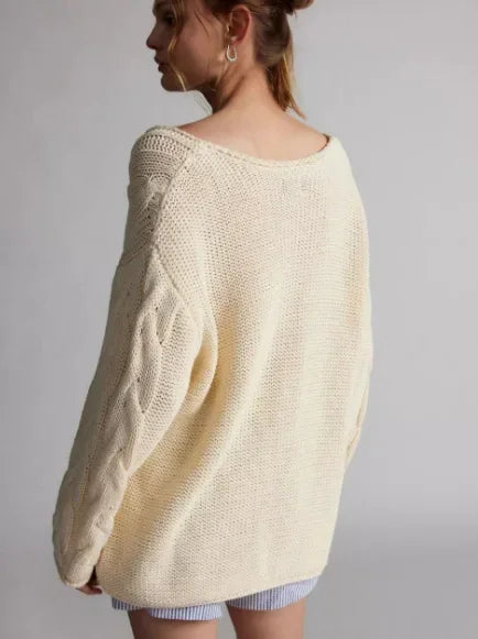 Damen V-Ausschnitt Strickpullover mit gedrehten Details | Bequeme Passform 4