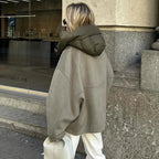 Casual Drop-Shoulder-Jacke mit verstellbarer Puff-Kapuze