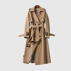 Eleganter Damen-Trenchcoat mit Doppelreihe und Taillengürtel