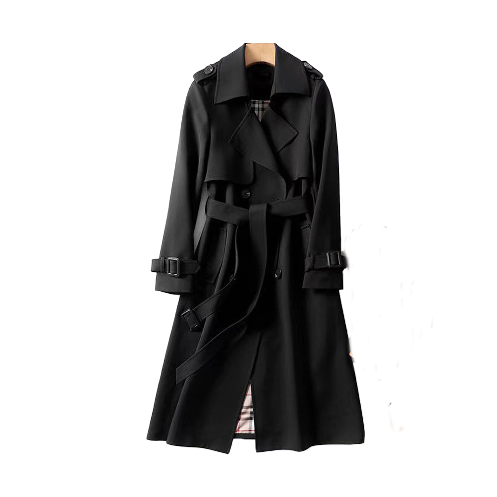 Doppelreihiger Trenchcoat für Damen mit abnehmbarem Gürtel 2