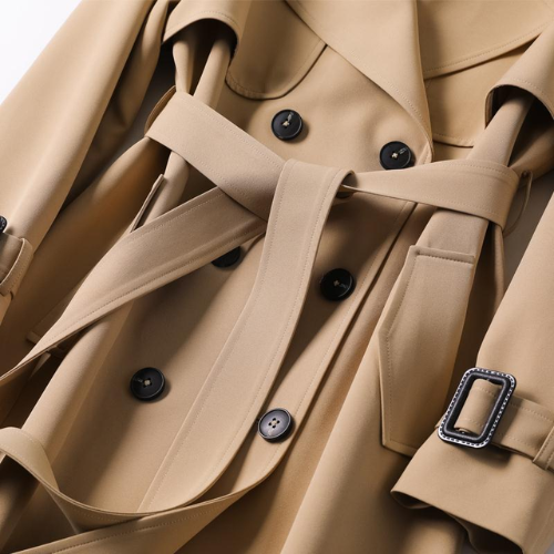 Doppelreihiger Trenchcoat für Damen mit abnehmbarem Gürtel 8