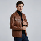 Hemdjacke für Herren mit Coating und Druckknöpfen