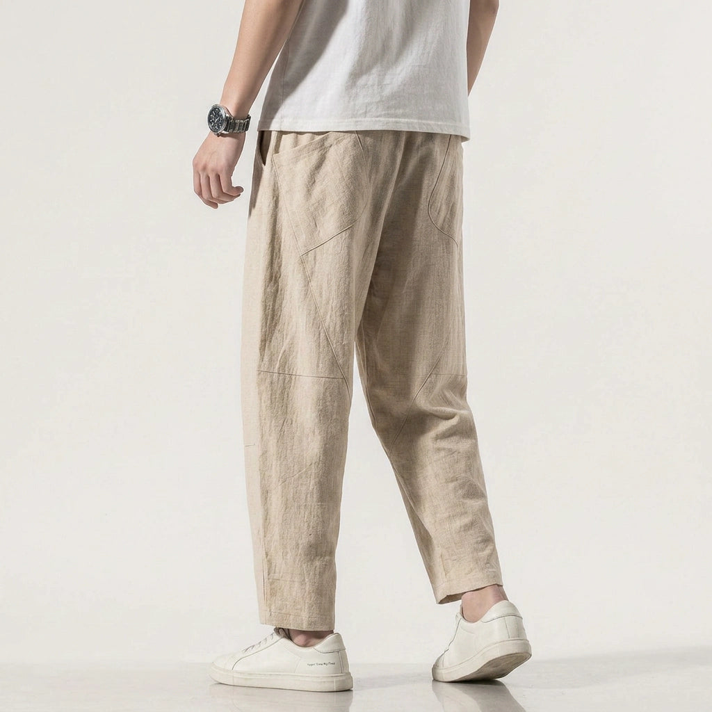 Leinenhose für Herren in Barrel Fit mit Kordelzug