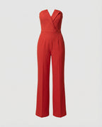 Eleganter Damen Jumpsuit trägerlos mit weitem Bein und strukturiertem Dekolleté