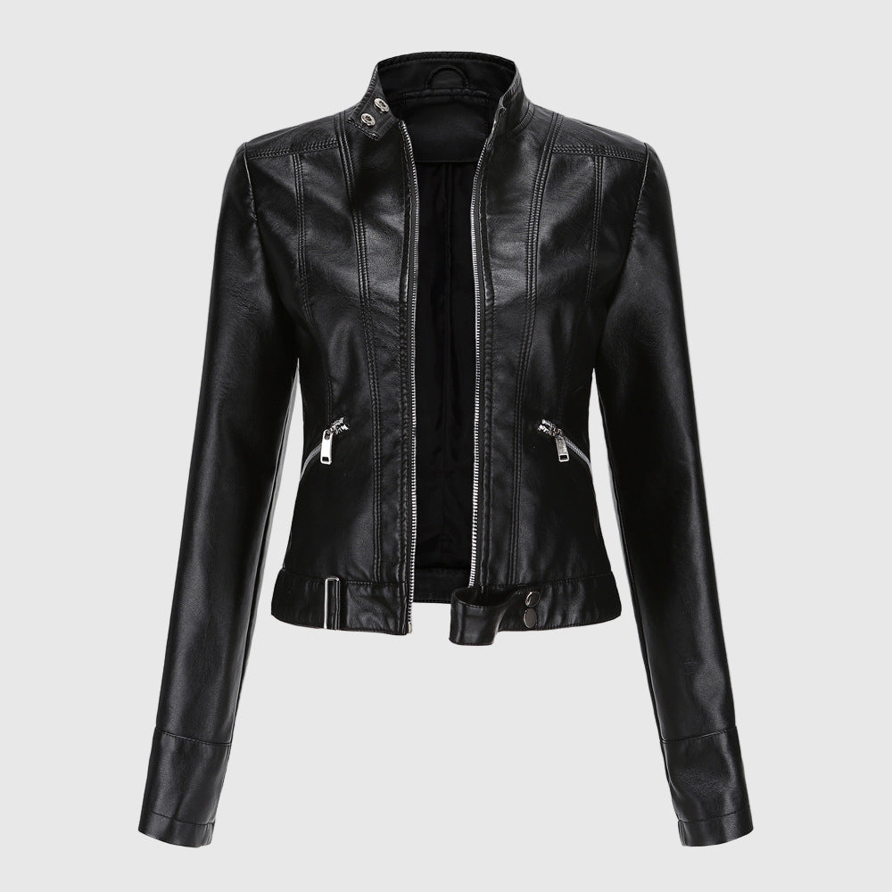 Elegante Damenjacke aus Echtleder mit Reißverschluss 0