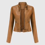 Elegante Damenjacke aus Echtleder mit Reißverschluss 1