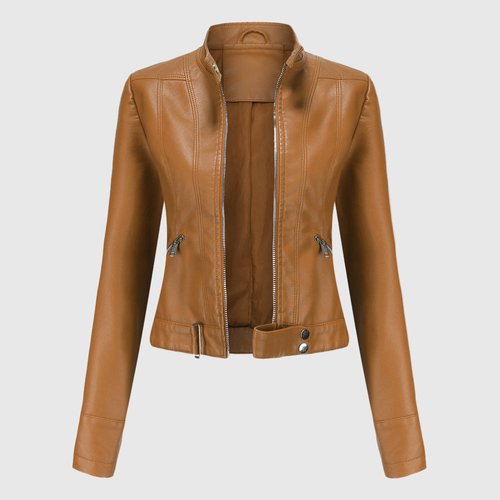 Elegante Damenjacke aus Echtleder mit Reißverschluss 1