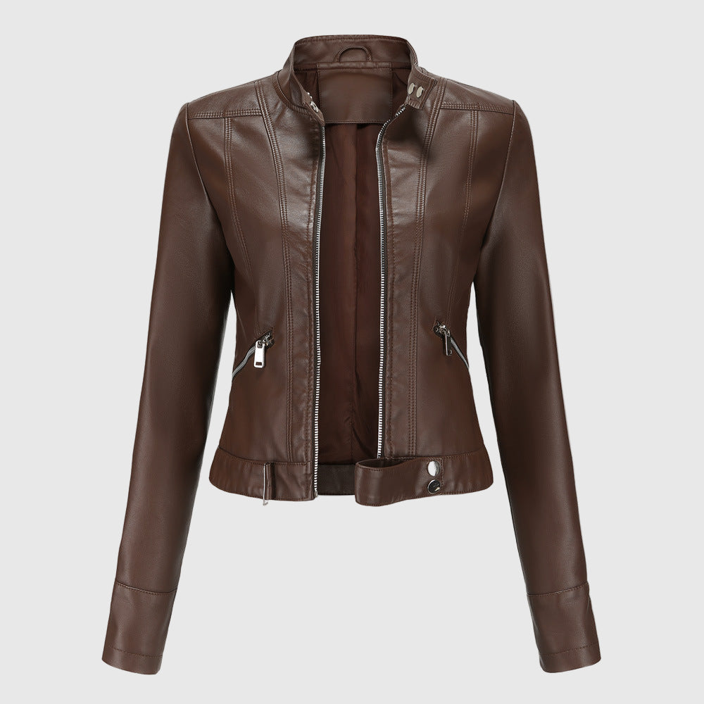 Elegante Damenjacke aus Echtleder mit Reißverschluss 2