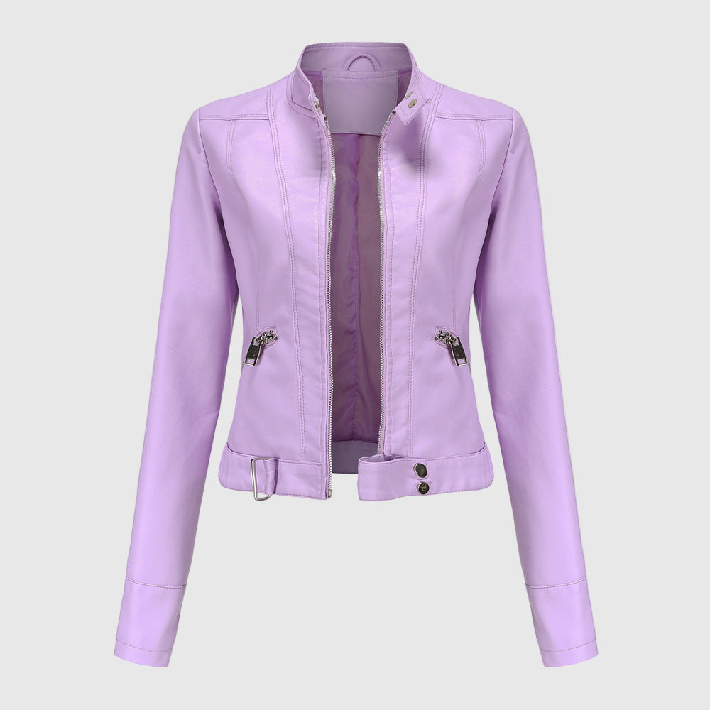Elegante Damenjacke aus Echtleder mit Reißverschluss 3
