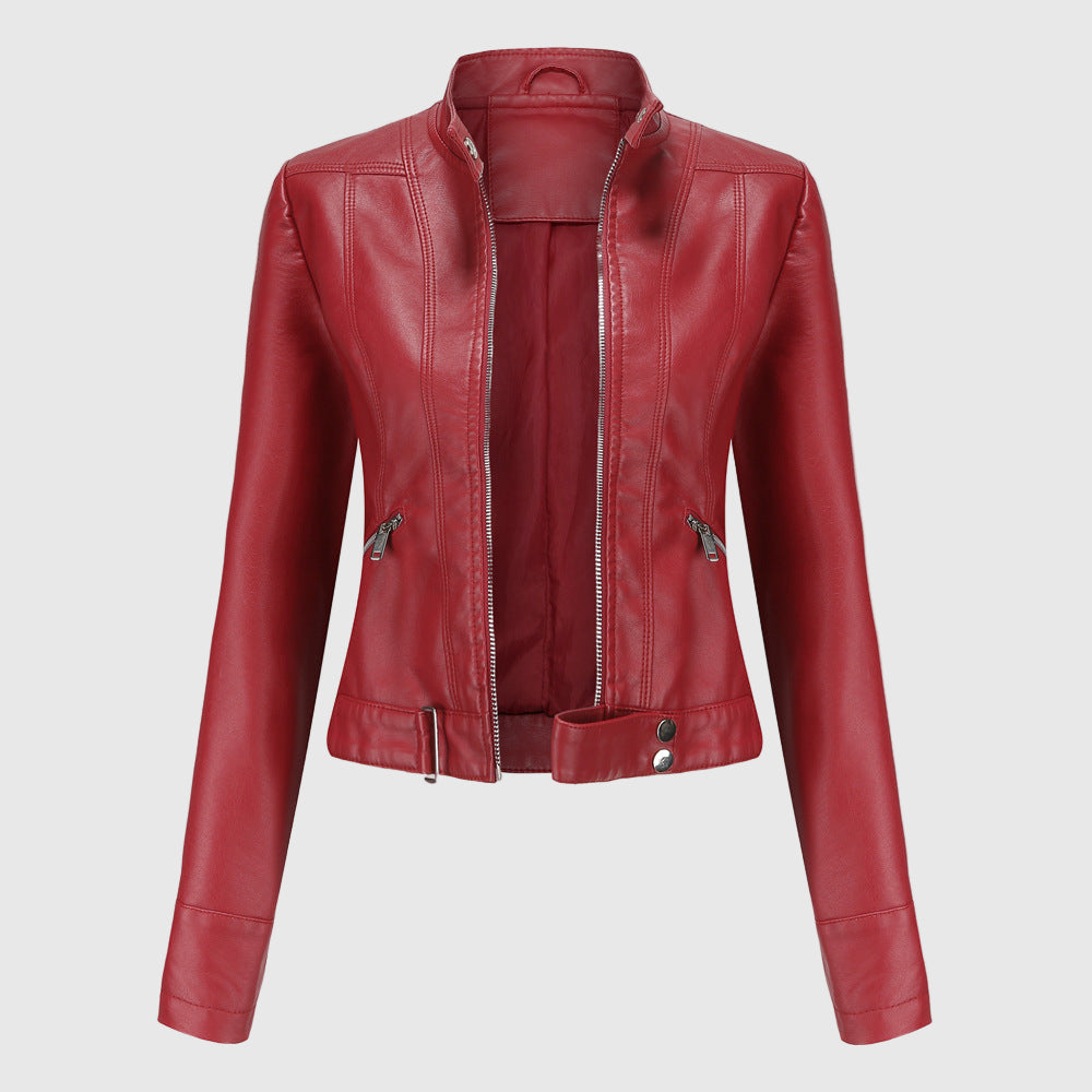 Elegante Damenjacke aus Echtleder mit Reißverschluss 4