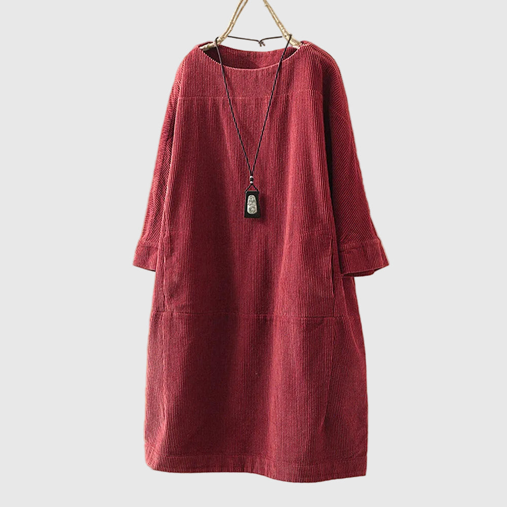 Elegantes Lässiges Cordkleid | Langarm