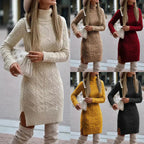 Langärmeliges Strickkleid mit Rollkragen | Midi 5